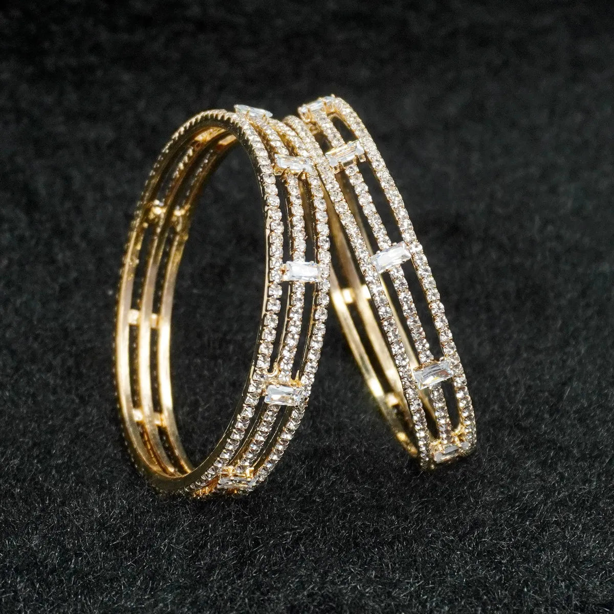 0 Panini Jewels Gold-Plated AD Studded Bangles Set for Festive Wear
