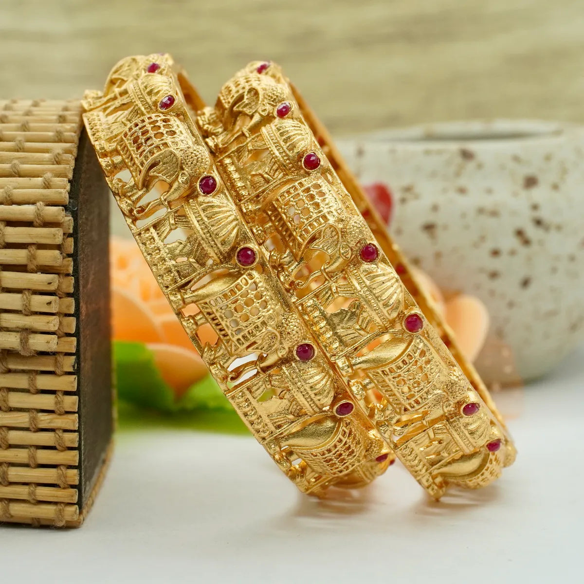 Elephant & Palki Themed 2 Pieces Designer Bangles