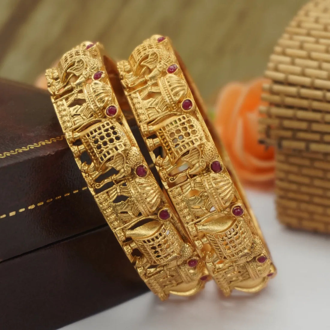 Elephant & Palki Themed 2 Pieces Designer Bangles