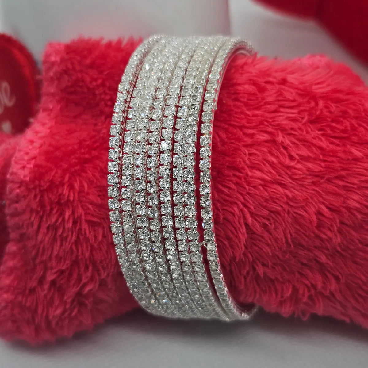 Silver Plated Stone Single Line Set Bangle (8 Pieces )