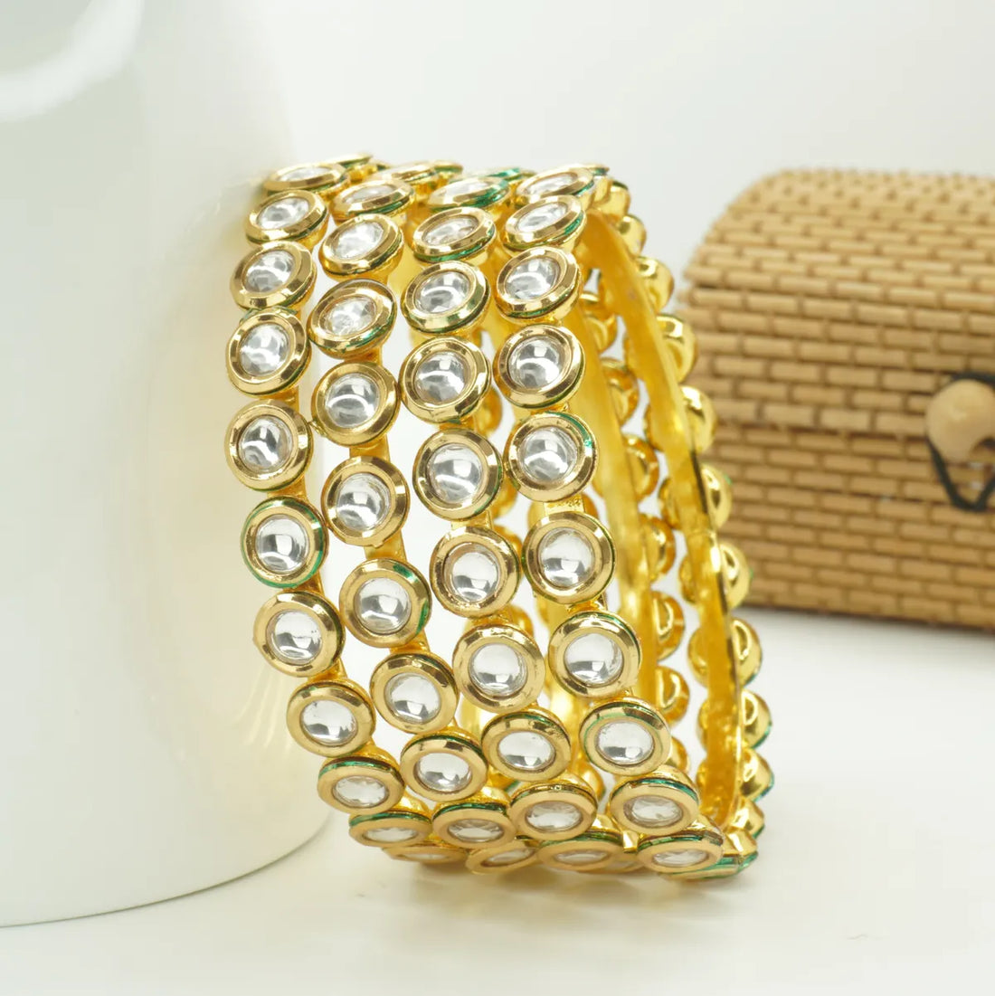 Panini Jewels Gold Plated Kundan Studded Traditional Bangles Set