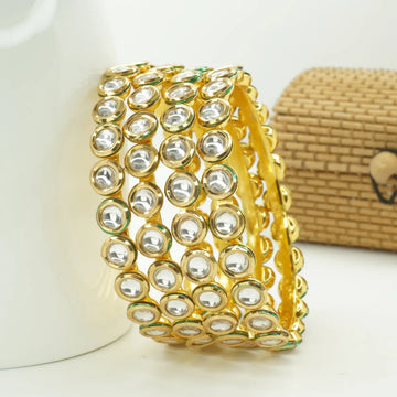 Panini Jewels Gold Plated Kundan Studded Traditional Bangles Set