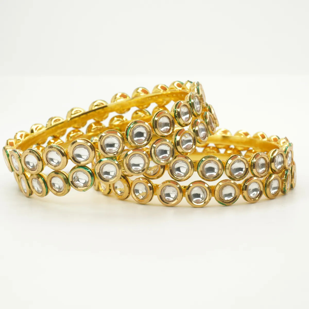 Panini Jewels Gold Plated Kundan Studded Traditional Bangles Set