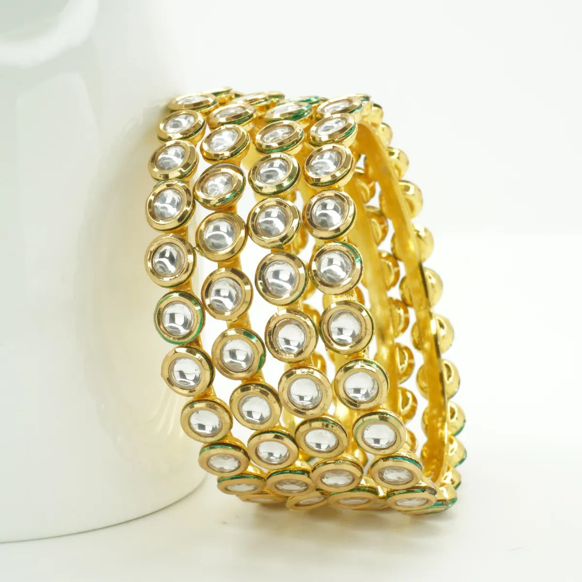 Panini Jewels Gold Plated Kundan Studded Traditional Bangles Set