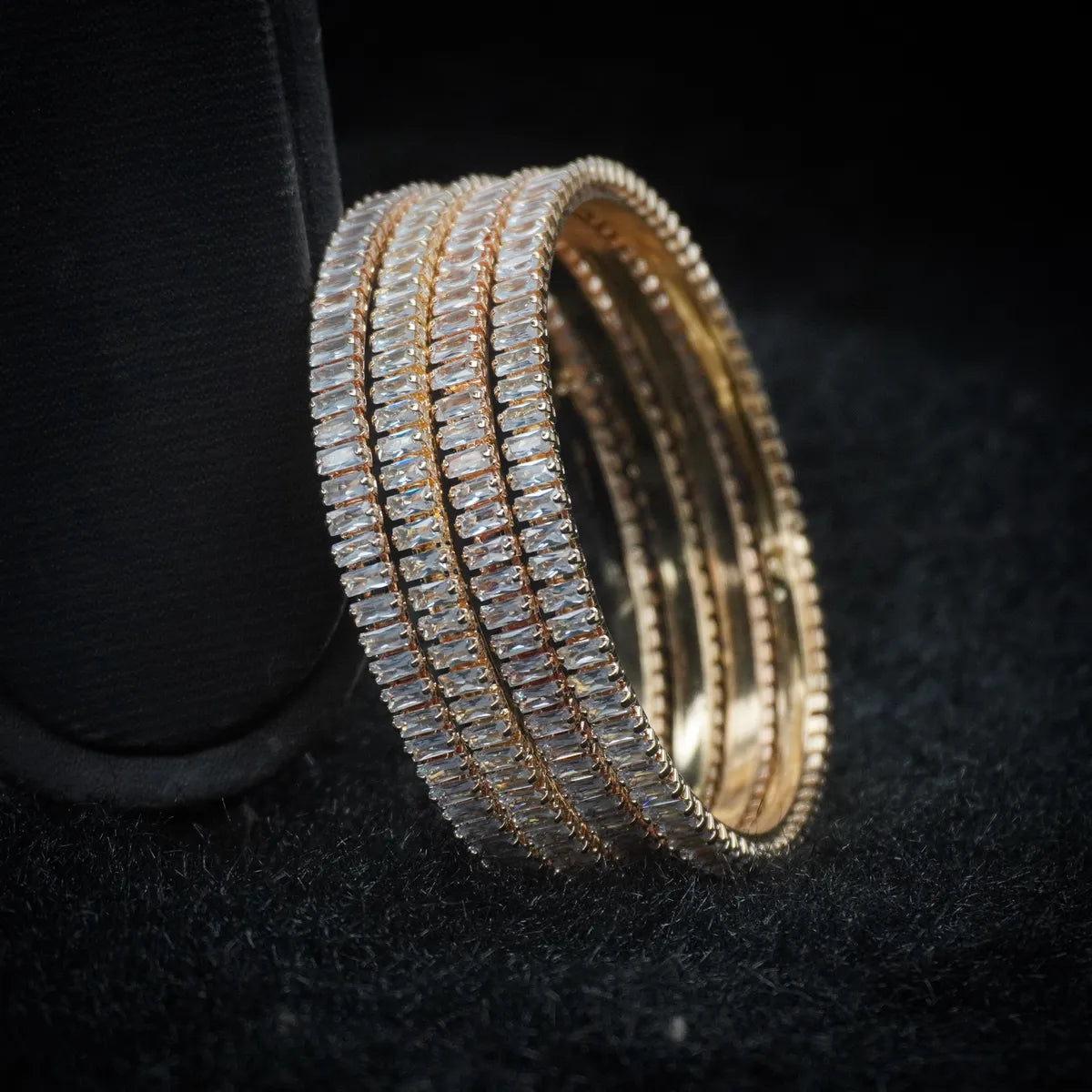 Gold Plated Thin Ad Bangles Set (4 Pieces )