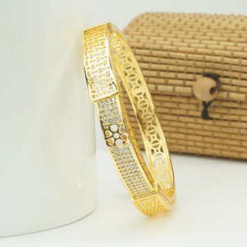 Panini Jewels Gold Plated Crystal Studded Cutwork Designer Kada Bangle