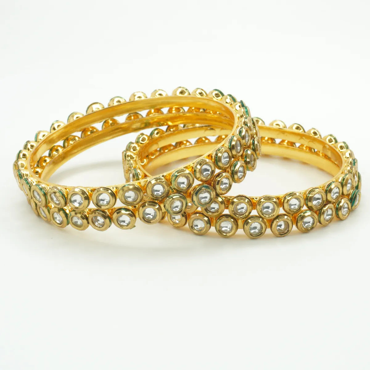 Panini Jewels Gold Plated Round Kundan Studded Traditional Bangles Set