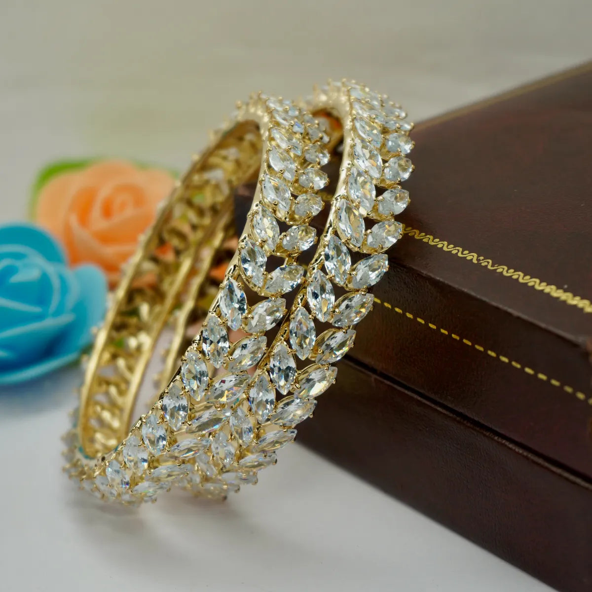 Gold Plated Crystal Bangle Set for Women