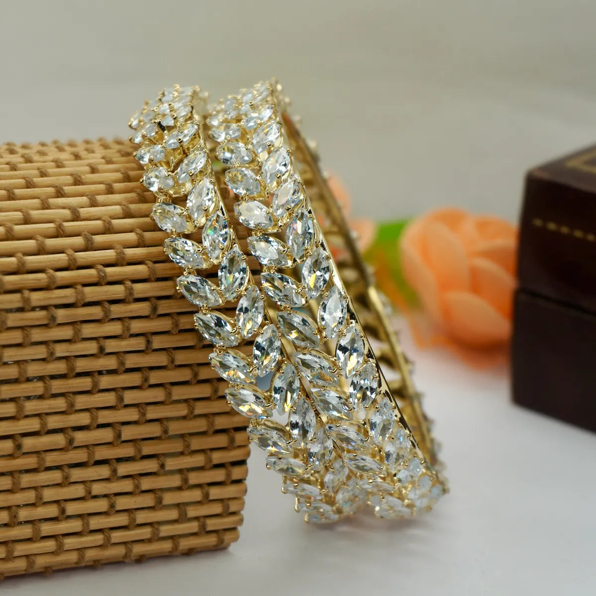 Gold Plated Crystal Bangle Set for Women