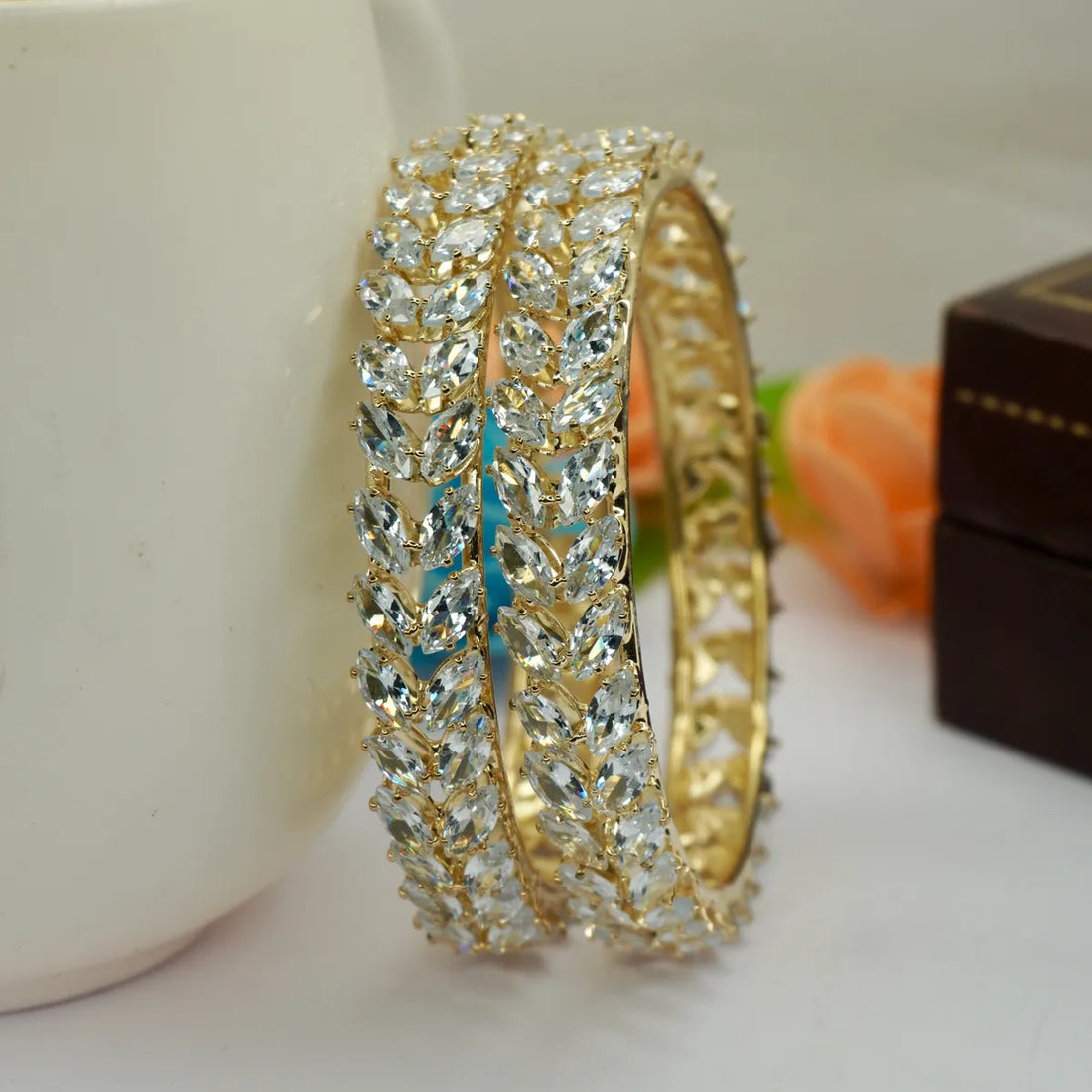 Gold Plated Crystal Bangle Set for Women