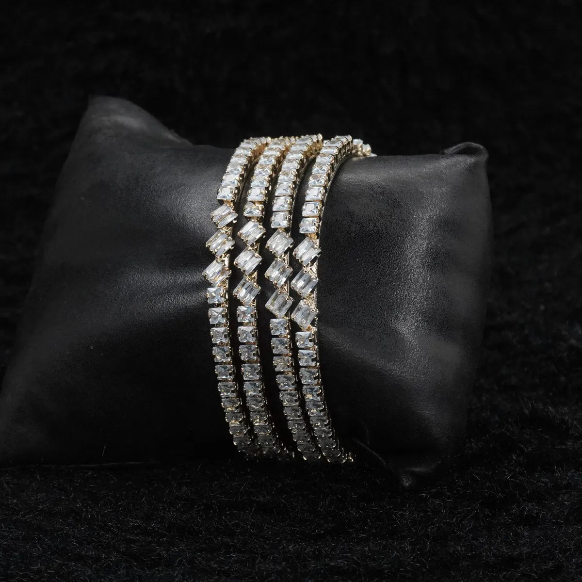 Gold Plated Cubic Zirconia Stone Studded Bangles Set for Women