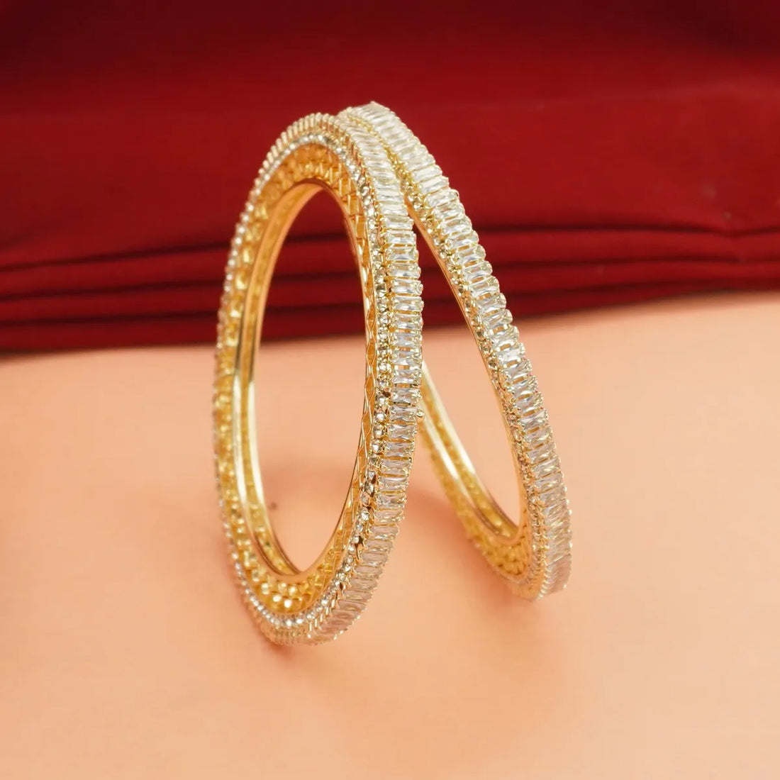 Gold-Plated Stone-Studded Bangles Set for Women & Girls