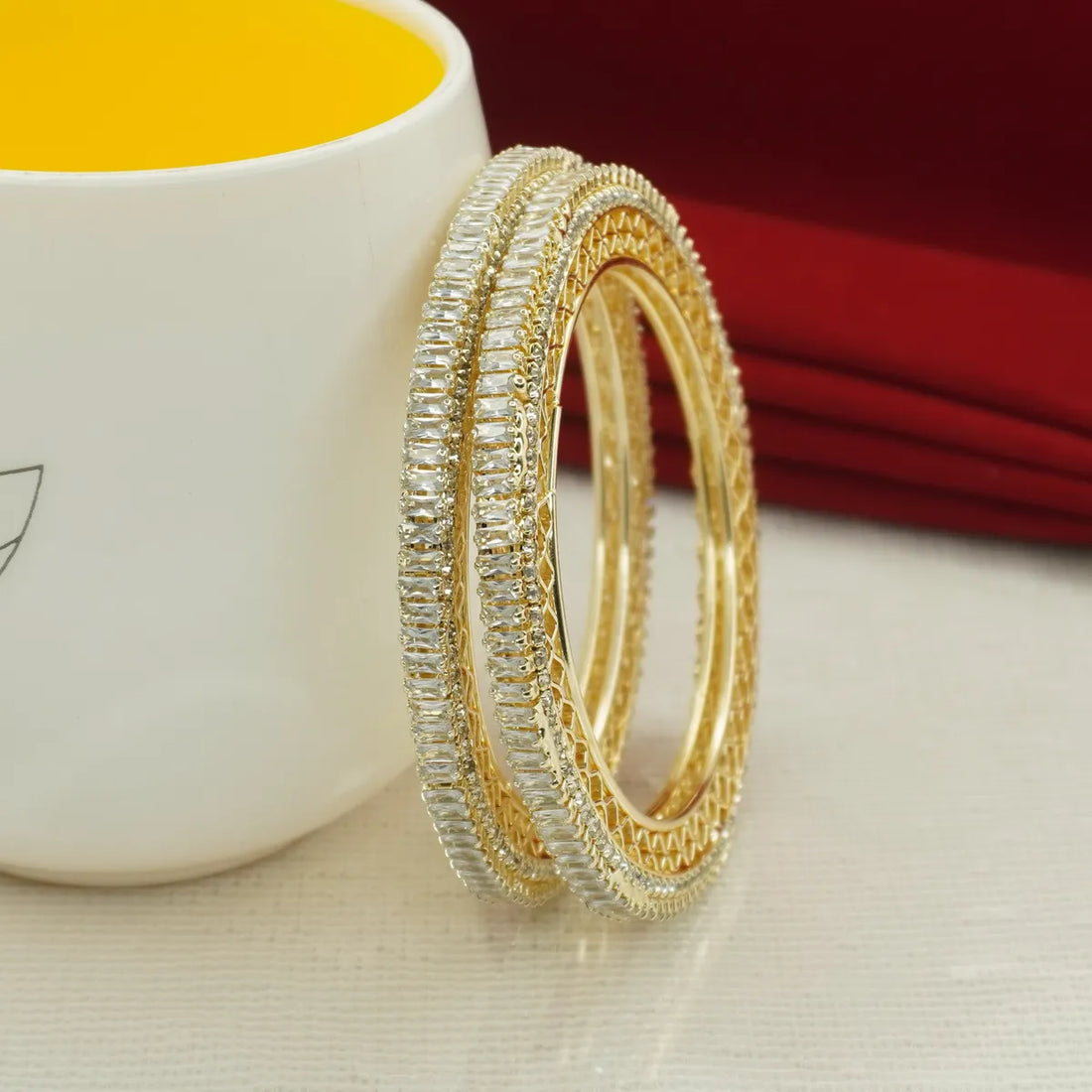 Gold-Plated Stone-Studded Bangles Set for Women & Girls