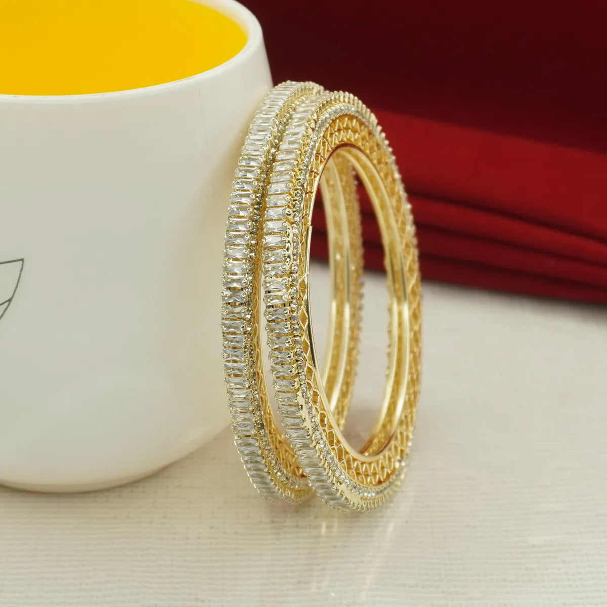 Gold-Plated Stone-Studded Bangles Set for Women & Girls