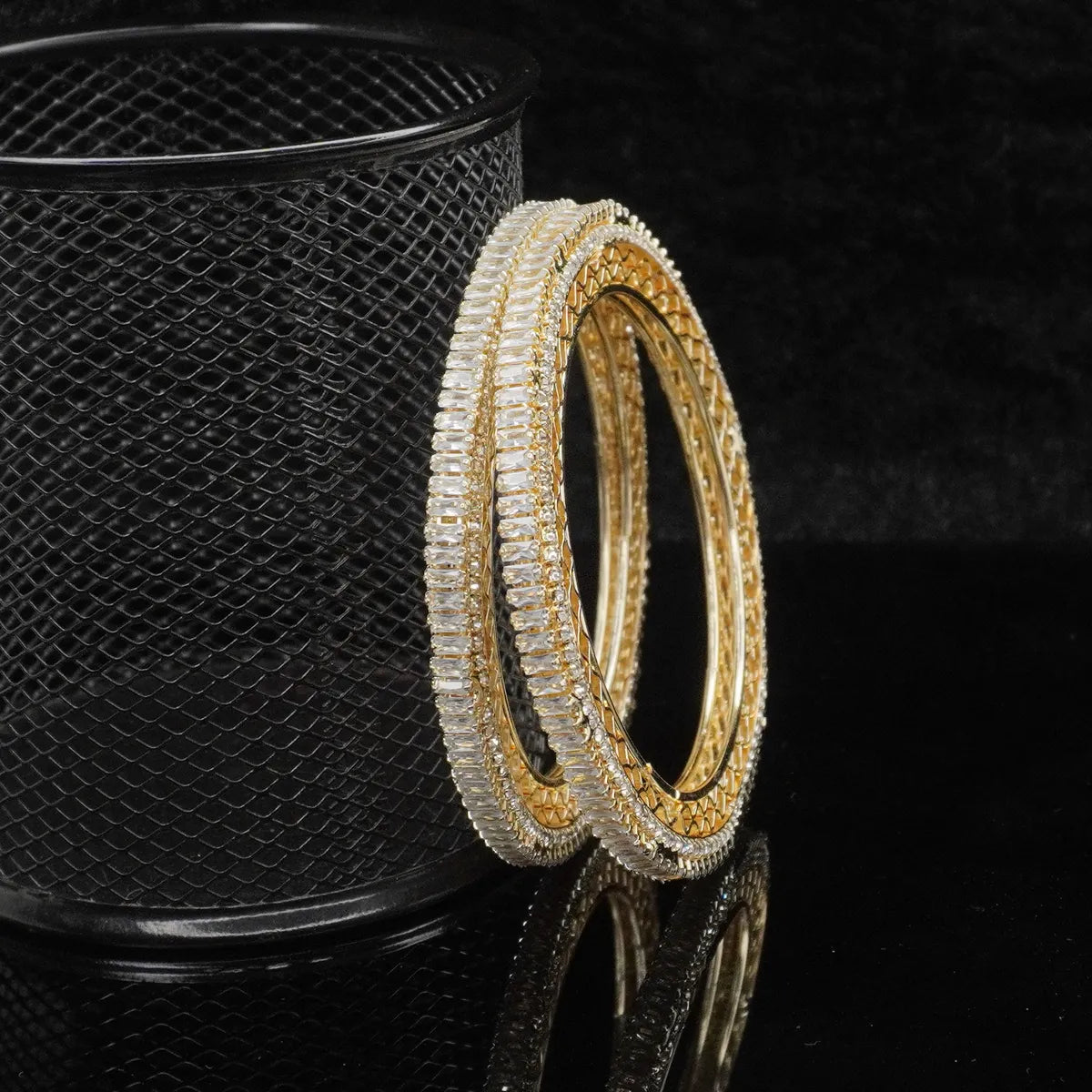 Gold-Plated Stone-Studded Bangles Set for Women & Girls