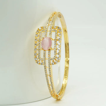 Panini Jewels Gold Plated Pink Stone Crystal Studded Designer Kada Bangle