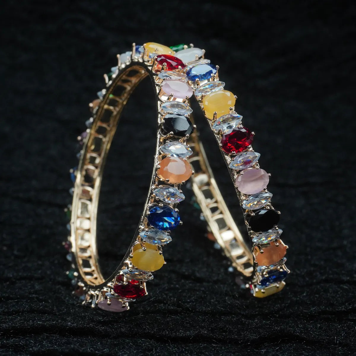 Gold Plated Designer Ad Bangle Set