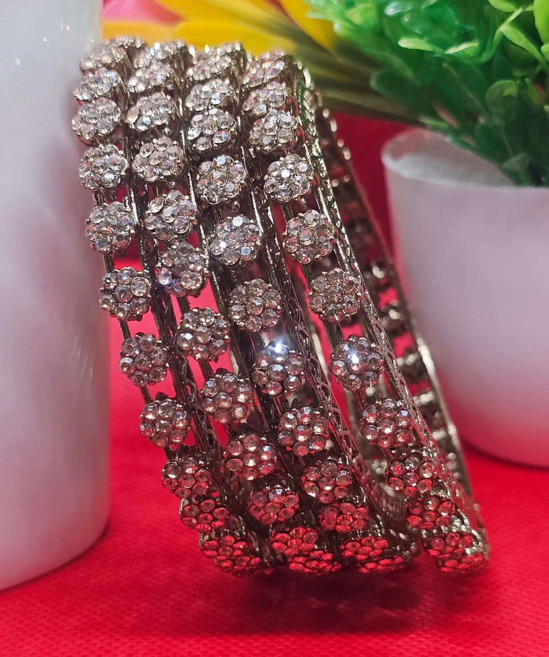 Antique Jewellery Style 4 Pieces Gokhru Bangles Set