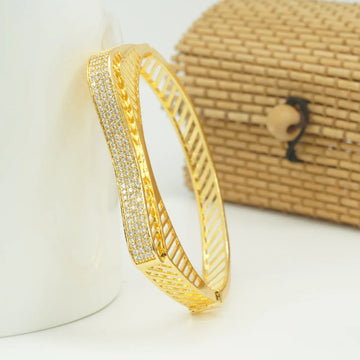 Panini Jewels Gold Plated Crystal Stripe Designer Kada Bangle