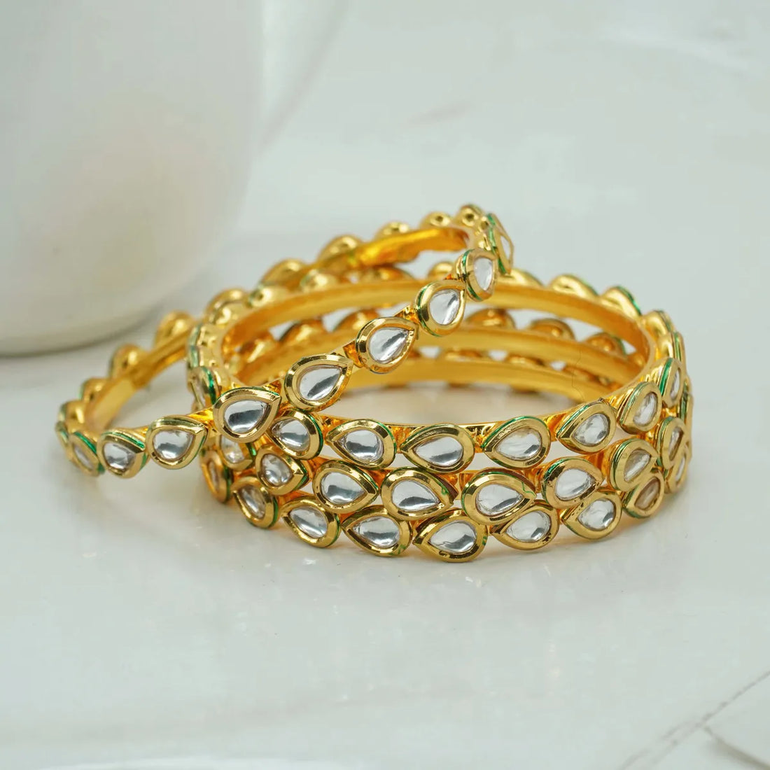 4 Pieces Kundan Tilak bangles