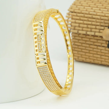 Panini Jewels Gold Plated Crystal Studded Geometric Designer Kada Bangle