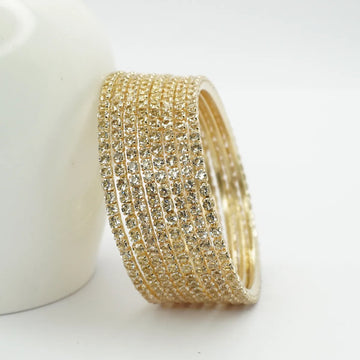 Gold Plated 8 Pieces AD Bangles Set