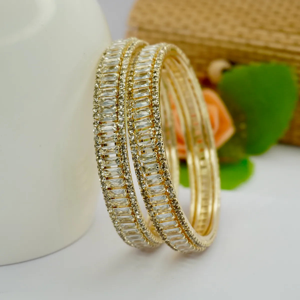 Gold Plated Ad Bangles Set (2 Pieces )