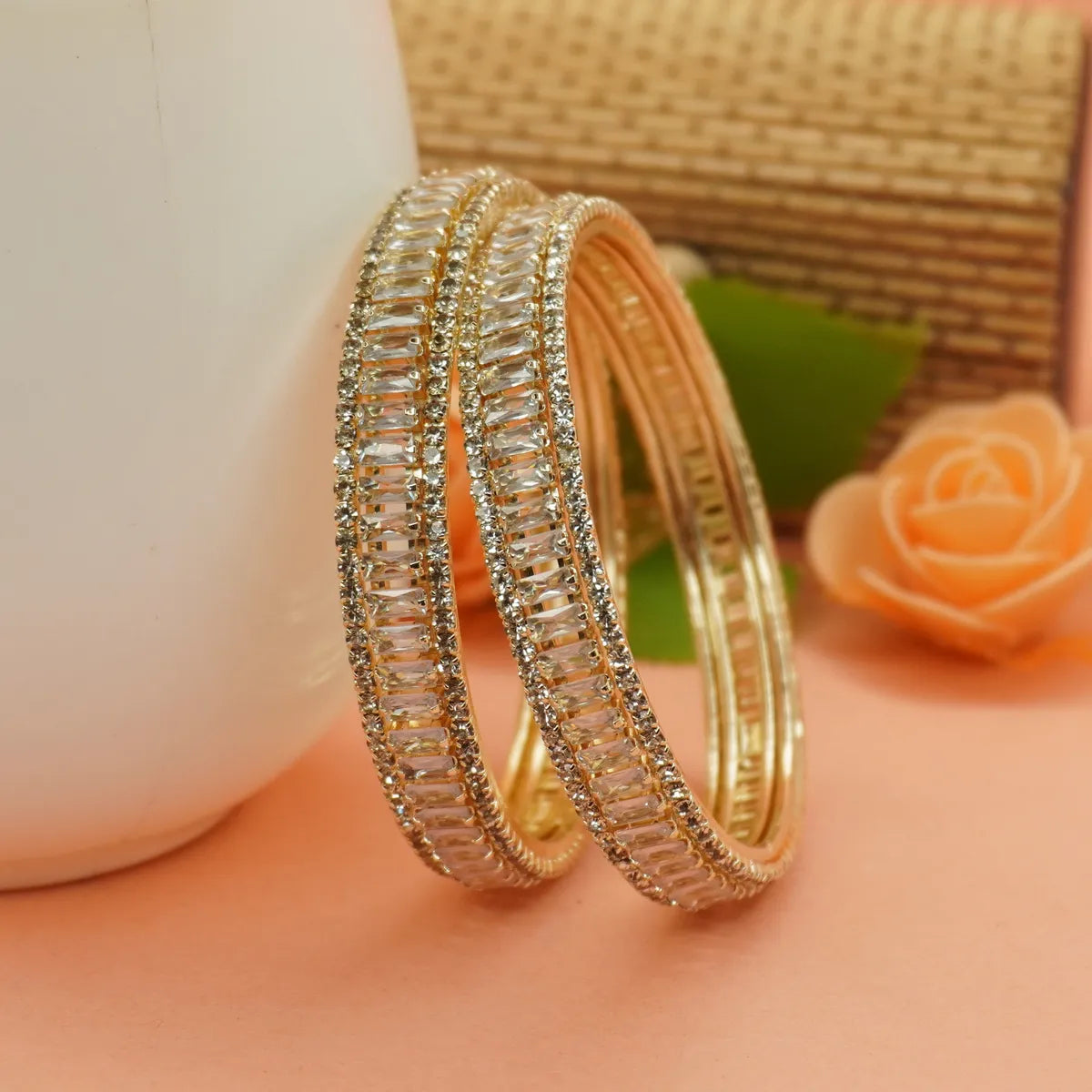 Gold Plated Ad Bangles Set (2 Pieces )