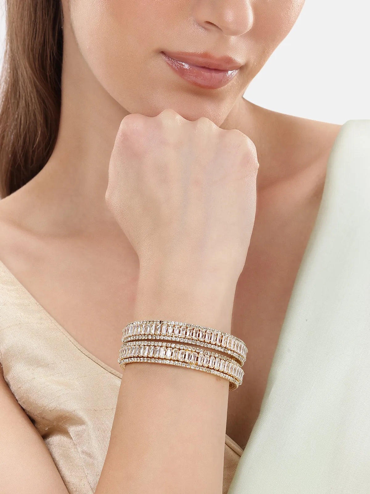 Gold Plated Ad Bangles Set (2 Pieces )