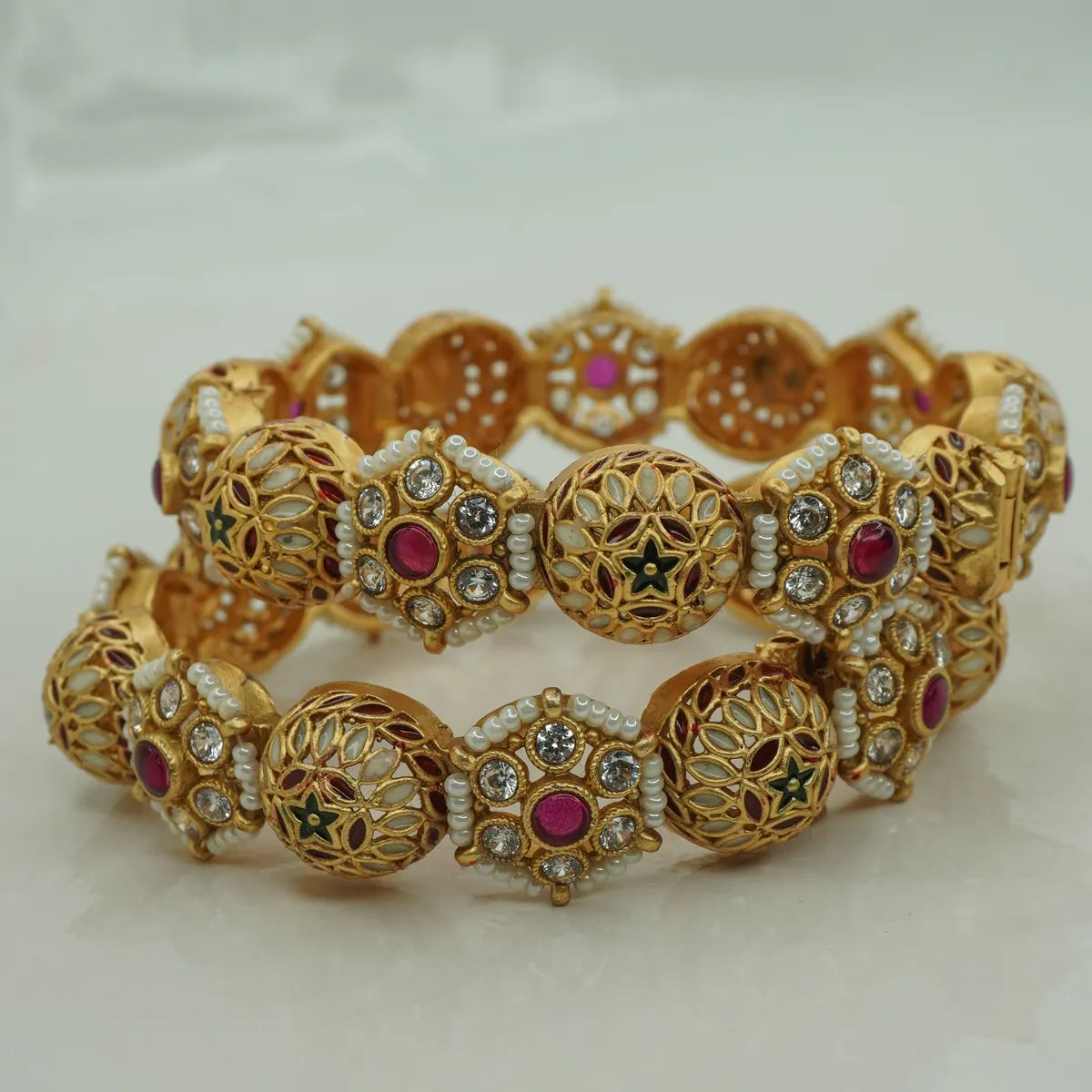 Beautiful Peral Embaded Copper Gokhru Ser