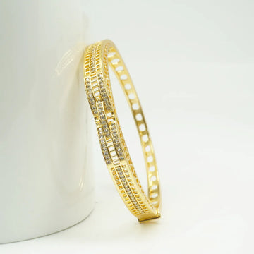 Panini Jewels Gold Plated Triple Line Crystal Cutwork Designer Kada