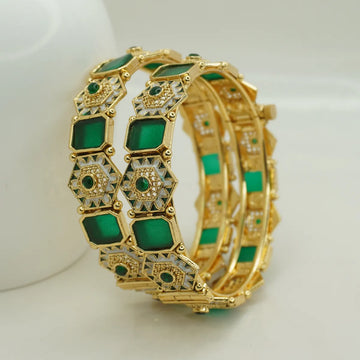 Elegant Stylish Polki Emabded Copper Bangles