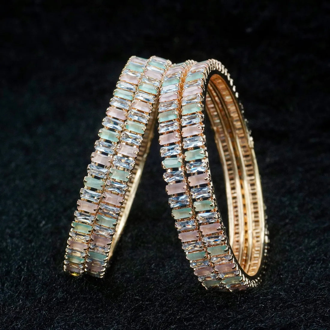 Mint Pink Designer Bangles Set (4 Pieces)