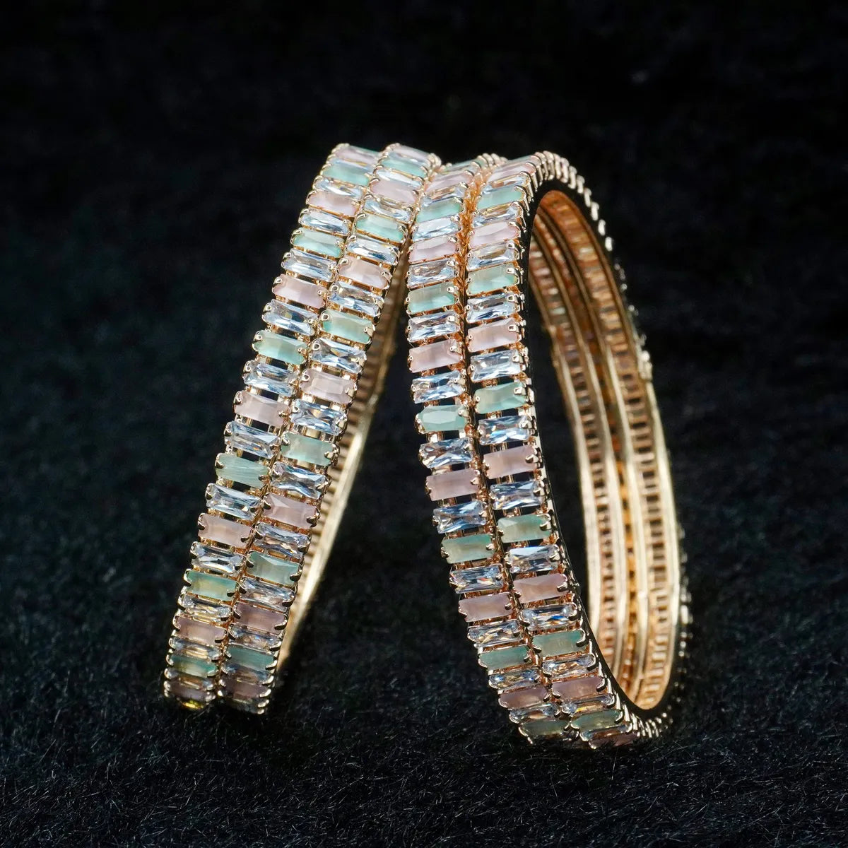 Mint Pink Designer Bangles Set (4 Pieces)