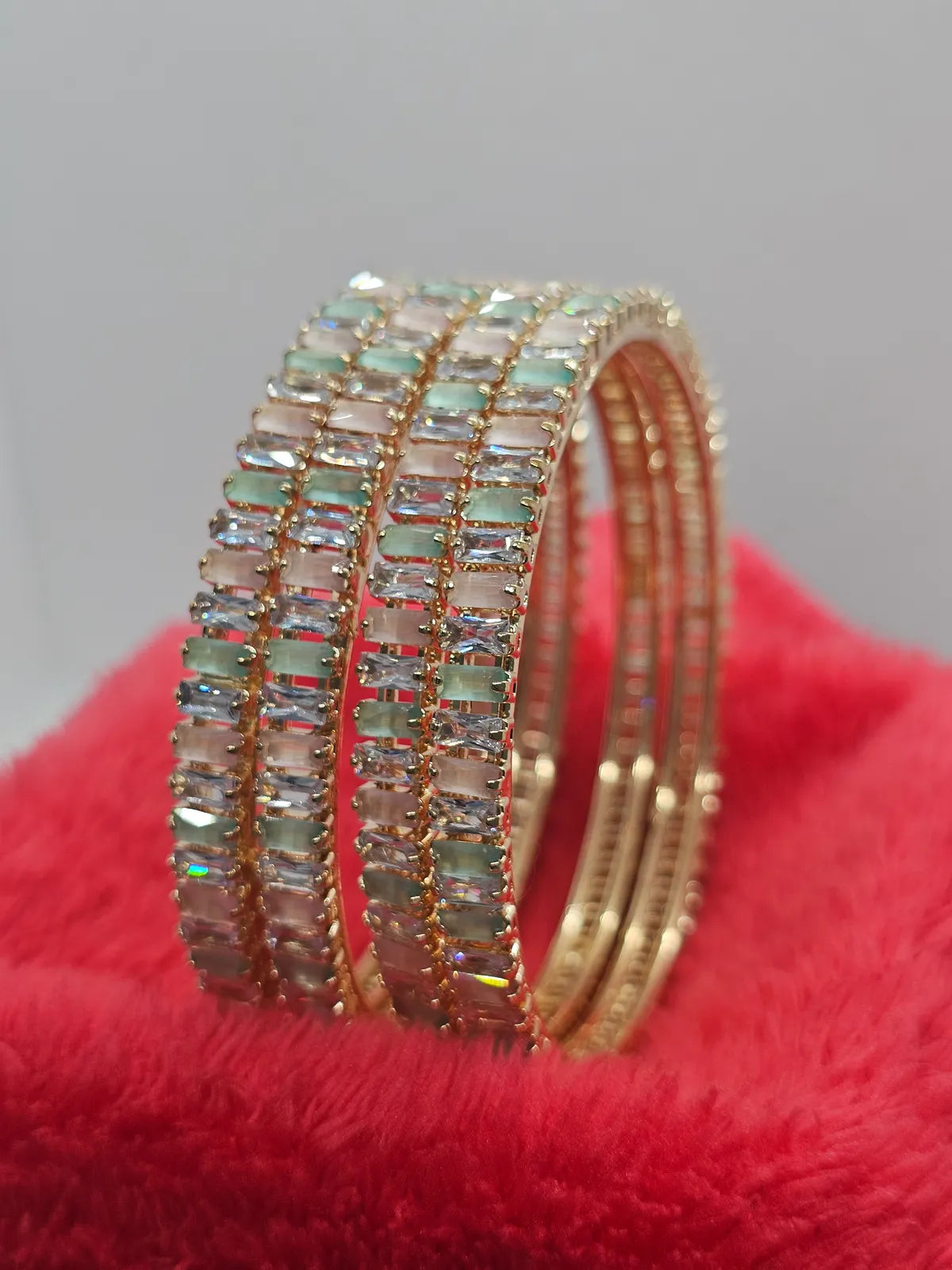 Mint Pink Designer Bangles Set (4 Pieces)