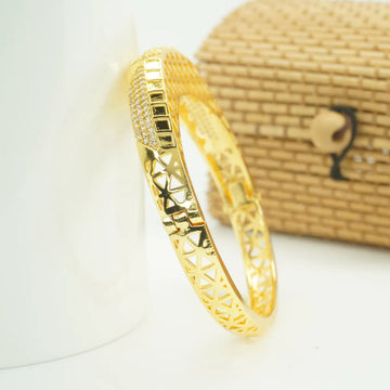 Panini Jewels Gold Plated Crystal Cutwork Designer Kada