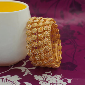 Gold Plated Pearl Based Gokhru Bangle Set (4 Pieces )