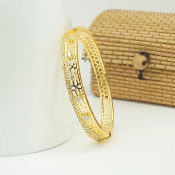 Panini Jewels Gold Plated Floral Crystal Cutwork Designer Kada Bangle