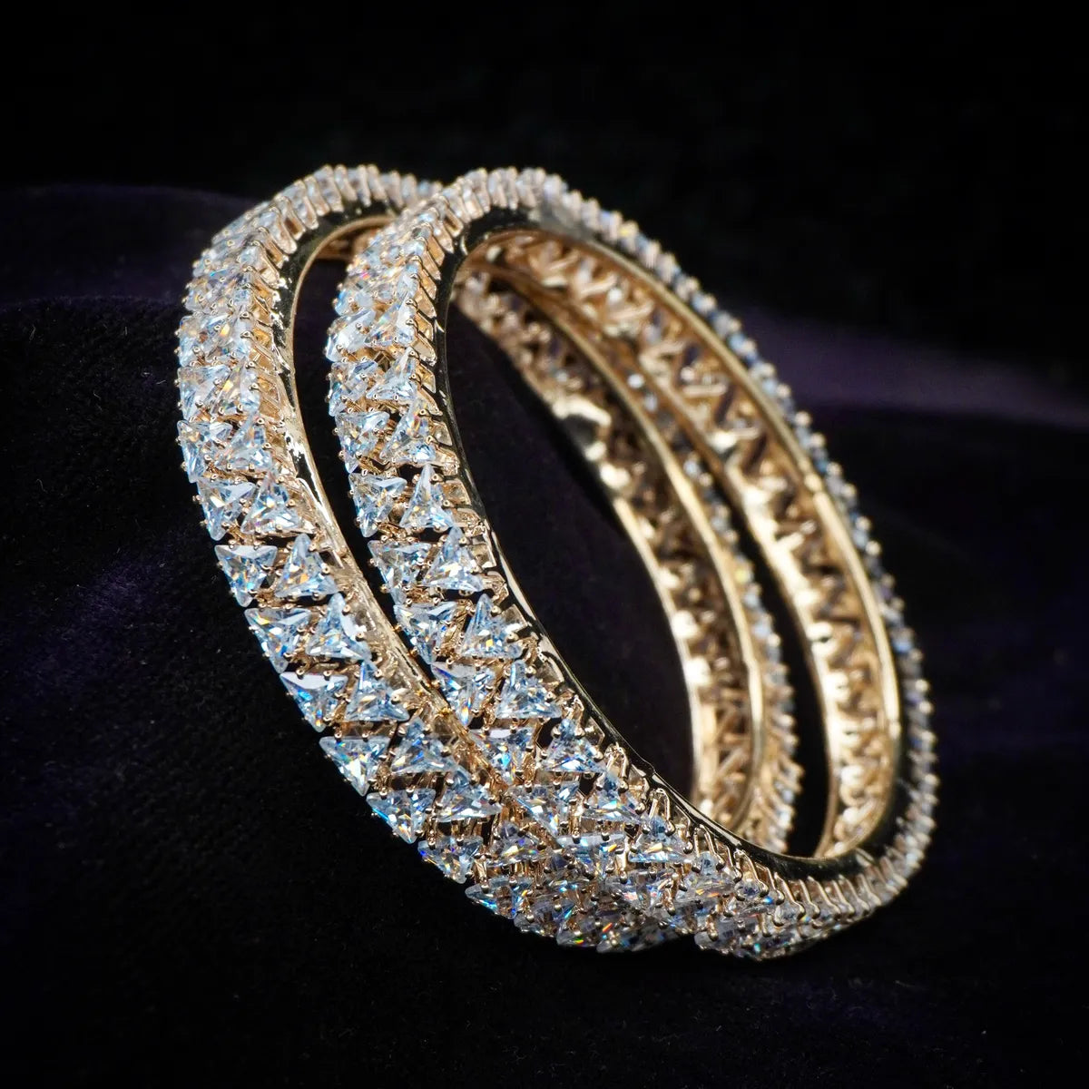 Gold Plated Triangle Designer Ad Bangles Set