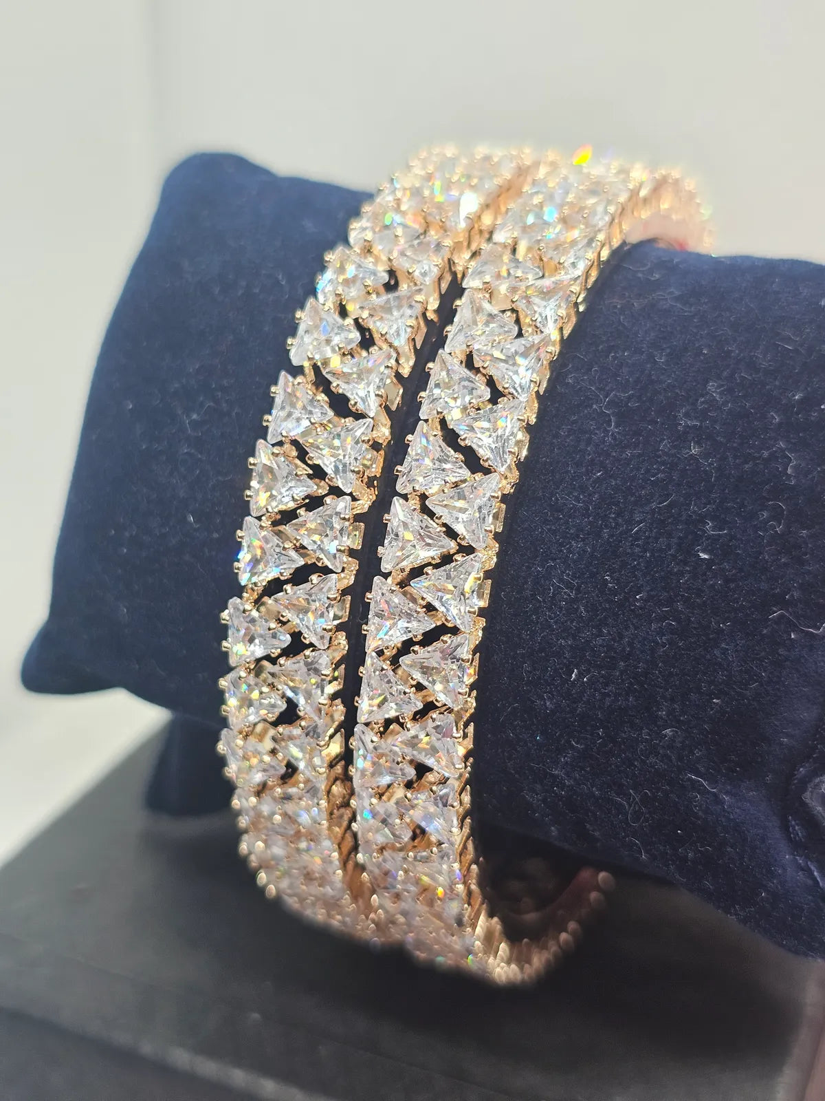 Gold Plated Triangle Designer Ad Bangles Set