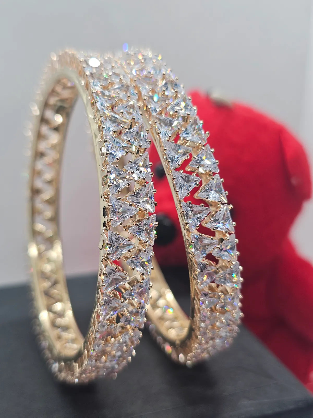 Gold Plated Triangle Designer Ad Bangles Set